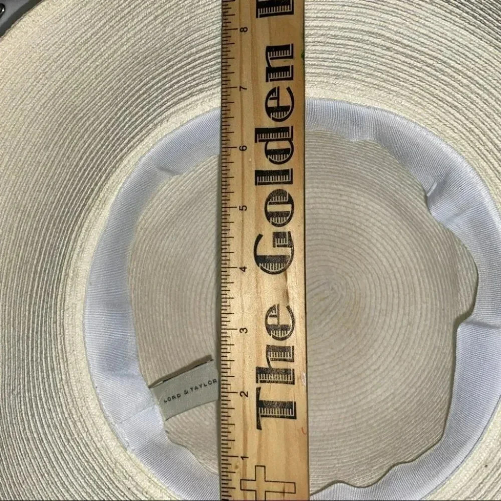 Lord & Taylor‎ Sun Hat OS Cream Macrame Beaded Wide Brim Made in Italy Paper - Picture 6 of 7